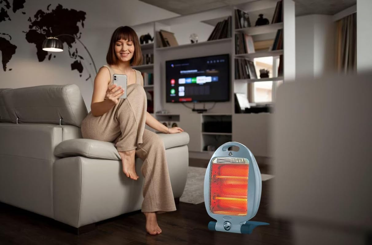 Aspect Halogen Heater - Electric Heater with 3 Heat Setting - Silent Overheat & Tip-Over Protected Room Heaters - Ideal for Home 2 light (800 Watts)