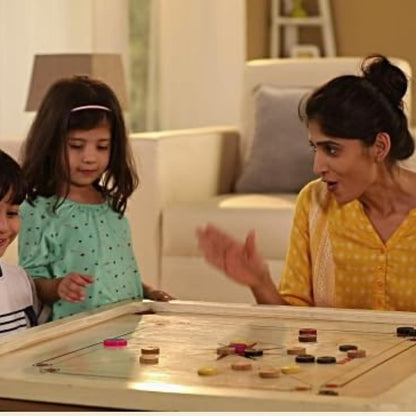 Luxtrous Carrom Board Game With Wooden Coins, Carrom Strike Family Fun Indian Board Game, Hardwood edges for better rebound – Made in India (66x66 CM)