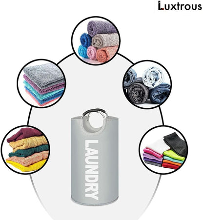 Luxtrous 90L Large Collapsible Laundry Bag, Modern Style Collapsible Fabric Large Laundry Basket, Hamper, Foldable Clothes Bag, Folding Washing Bin 6 Colors available (Red)