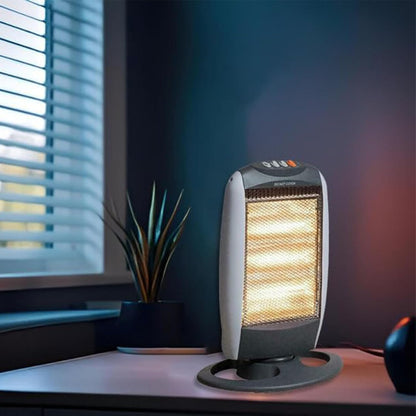 Aspect Halogen Heater | Wide Angle Oscillation | Extra Thermal Cut-out Fuse with 3Heat Setting | Safety Tip Over Switch, Ideal for Home (1200 Watts)