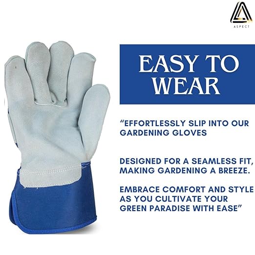 Aspect Garden Gloves for Men & Women, Heavy Duty Leather Garden Gloves, Thornproof & Breathable Work for Weeding, Planting, Pruning, and DIY Outdoor Tasks(XL)