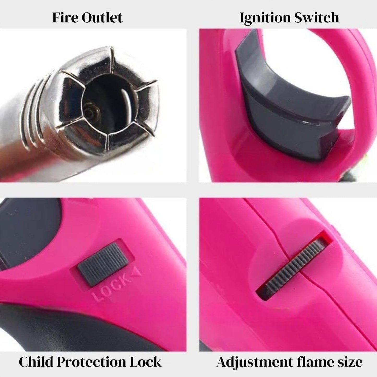 Aspect X3 Refillable BBQ Lighter – Adjustable Flame, Clipper Gas, Multi-Use for Kitchen, BBQ, Candles, Camping & Fireworks (Set of 4)