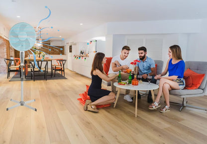 Aspect 16 Inch Pedestal Fan Remote Control Cooling Powerful | Wide Leg Cross Base | Extra Strong 5 Section Blade for High Wind Performance | Up to 4 Hours Timer - White (Upgraded Model)