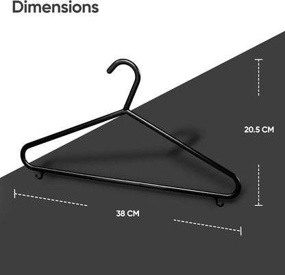 Aspect 25pk Adult Plastic Coat Hangers Heavy Duty Strong Plastic Hangers Lightweight Space Saving Organiser for Wardrobe,Non-Slip,Clothing Hanger,Suit Pants TrouserBar and Closet Clothing Rail - Black