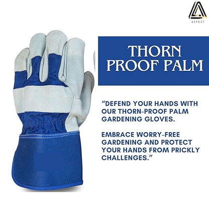 Aspect Garden Gloves for Men & Women, Heavy Duty Leather Garden Gloves, Thornproof & Breathable Work for Weeding, Planting, Pruning, and DIY Outdoor Tasks(XL)