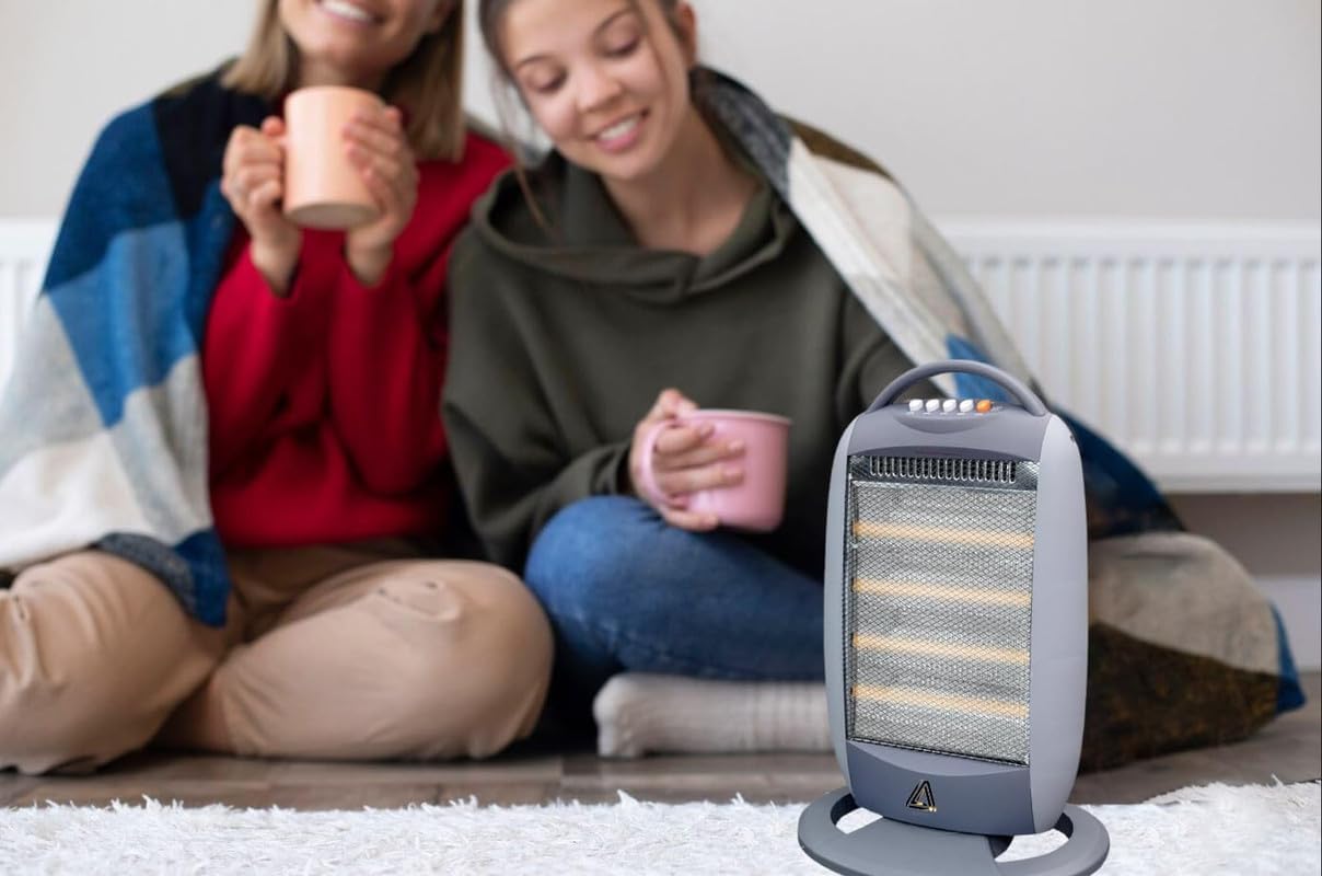 Aspect Halogen Heater - Electric Heater with 3 Heat Setting - Silent Overheat & Tip-Over Protected Room Heaters - Ideal for Home 4 light (1600, Watts)