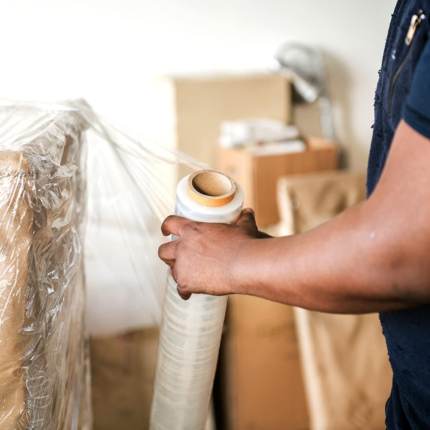 Aspect Thick Pallet Wrap Cling Film | Heavy Duty Shrink Wrap | Tear Resistant Stretch Wrap Rolls 400 mm x 250 m | Moving Essentials for Homes and Industrial use (Clear, 6)