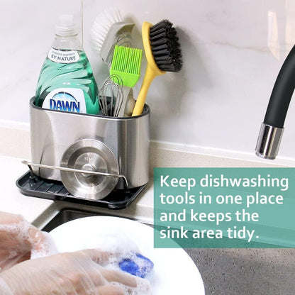 LUXTROUS Sink Caddy Organiser, Stainless Steel Kitchen Organiser, Practical Dishwashing Utensils Storage, Quality Kitchen Organiser, Sink Organiser for Washing Up Brushes, Cloths and Sponges, 51734