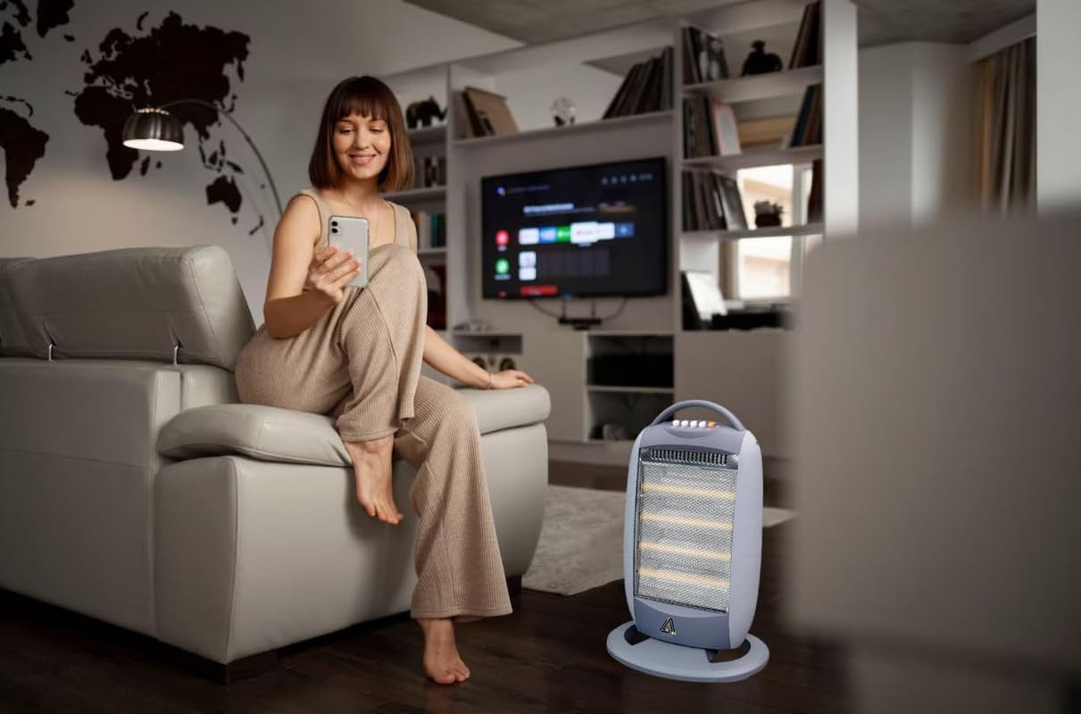 Aspect Halogen Heater - Electric Heater with 3 Heat Setting - Silent Overheat & Tip-Over Protected Room Heaters - Ideal for Home 4 light (1600, Watts)