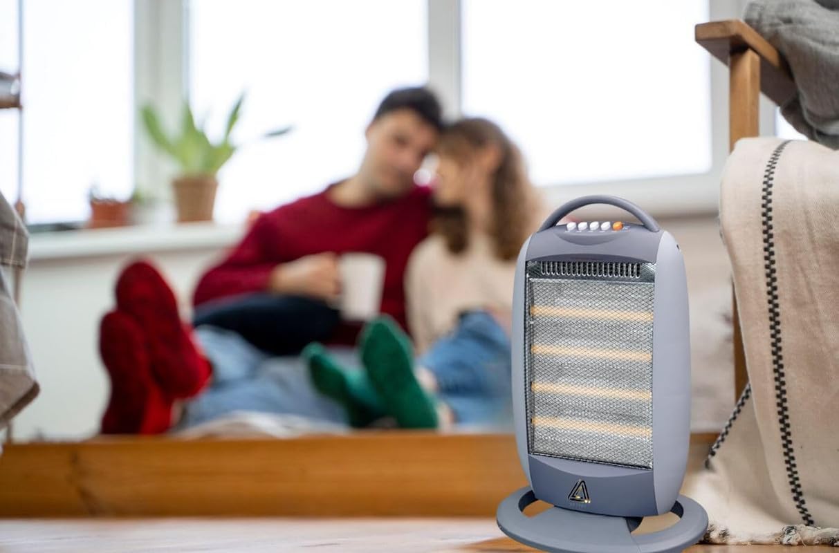 Aspect Halogen Heater - Electric Heater with 3 Heat Setting - Silent Overheat & Tip-Over Protected Room Heaters - Ideal for Home 4 light (1600, Watts)
