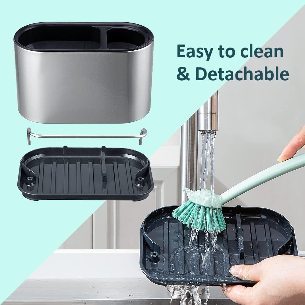 LUXTROUS Sink Caddy Organiser, Stainless Steel Kitchen Organiser, Practical Dishwashing Utensils Storage, Quality Kitchen Organiser, Sink Organiser for Washing Up Brushes, Cloths and Sponges, 51734