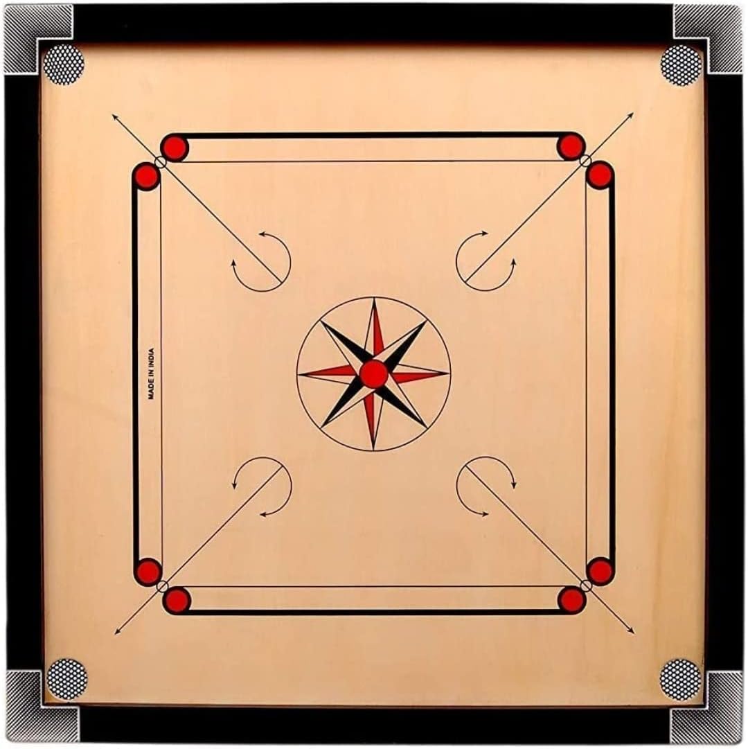 Luxtrous Carrom Board Game With Wooden Coins, Carrom Strike Family Fun Indian Board Game, Hardwood edges for better rebound – Made in India (66x66 CM)