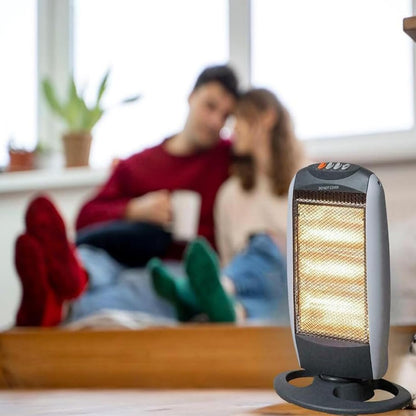 Aspect Halogen Heater | Wide Angle Oscillation | Extra Thermal Cut-out Fuse with 3Heat Setting | Safety Tip Over Switch, Ideal for Home (1200 Watts)