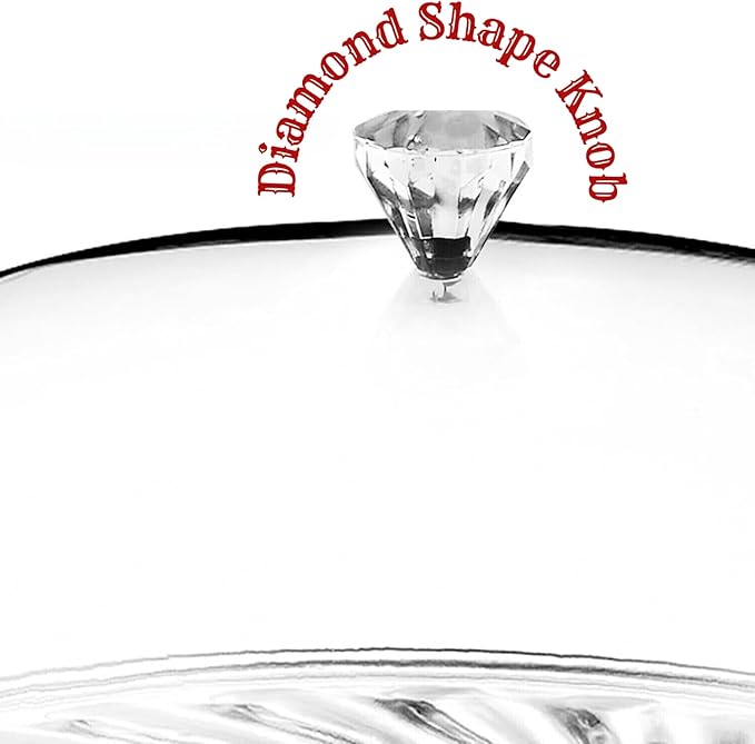 Aspect Crystal Cake Stand with Dome Lid–Eye-Catchy Crystal Design-Fixed Base - Elegant and Sophistication–Sturdy & Authentic–Easy to Clean–Showcase Cakes, Cupcakes, & Cookies (With Stand)