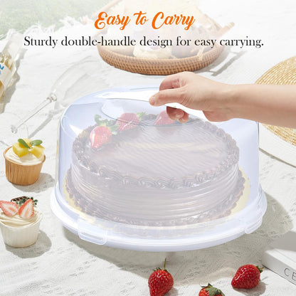 Aspect Clear Plastic Round Cake Box with Lockable Lid Carry Handles Packaging Cake Storage Container Portable Plastic Cake Carrier for Cakes, Pies Cupcakes Desserts Durable Stackable Food Safe Storage
