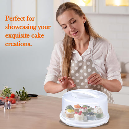 Aspect Clear Plastic Round Cake Box with Lockable Lid Carry Handles Packaging Cake Storage Container Portable Plastic Cake Carrier for Cakes, Pies Cupcakes Desserts Durable Stackable Food Safe Storage