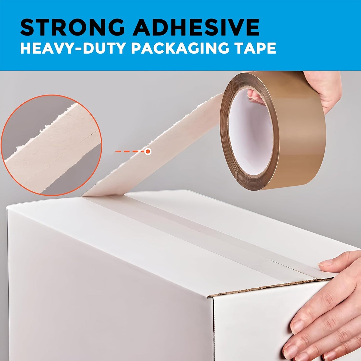 6 Rolls Brown Tape – 48mm x 66m Strong Adhesive and Low Noise Parcel Tape for Packing Parcels, Boxes, Postage Needs – Heavy-Duty Packaging Tape – Secure Sticky Brown Packing Tape