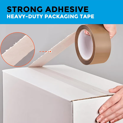 6 Rolls Brown Tape – 48mm x 66m Strong Adhesive and Low Noise Parcel Tape for Packing Parcels, Boxes, Postage Needs – Heavy-Duty Packaging Tape – Secure Sticky Brown Packing Tape