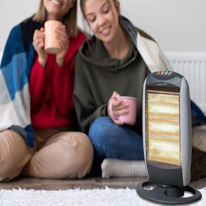 Aspect Halogen Heater | Wide Angle Oscillation | Extra Thermal Cut-out Fuse with 3Heat Setting | Safety Tip Over Switch, Ideal for Home (1200 Watts)