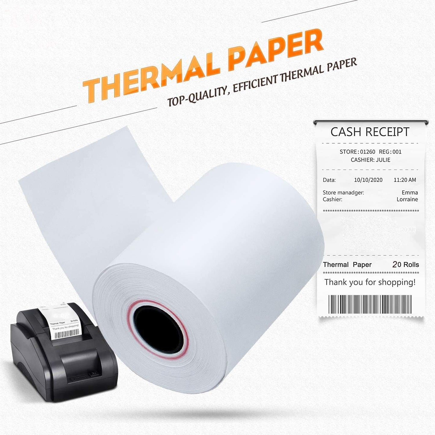 Aspect Thermal Paper Till Rolls 20 Rolls - Till Rolls for POS PDQ EPOS Cash Registers - BPA Free Cash Register Rolls-Made in The UK Pack of 20