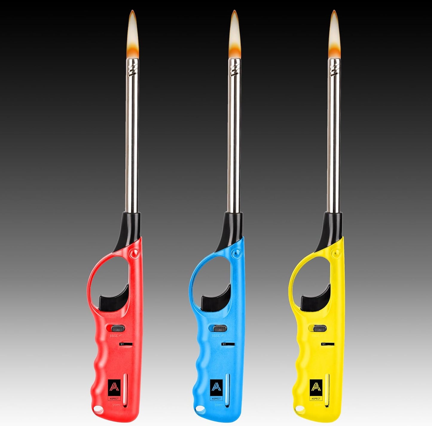 Aspect X3 Refillable BBQ Lighter – Adjustable Flame, Clipper Gas, Multi-Use for Kitchen, BBQ, Candles, Camping & Fireworks (Set of 4)