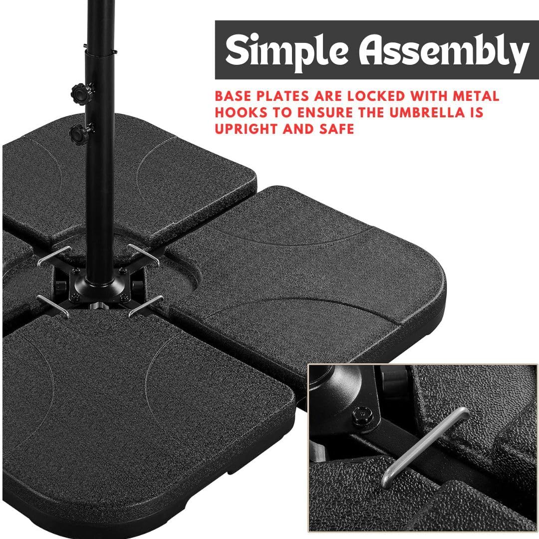 Aspect Square Parasol Base Set of 4 Outdoor Umbrella Cantilever Parasol Base Stand Weights for Patio Offset, Parasols water & sand Fillable weights