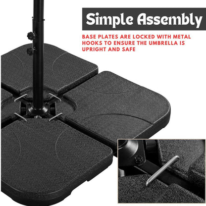 Aspect Square Parasol Base Set of 4 Outdoor Umbrella Cantilever Parasol Base Stand Weights for Patio Offset, Parasols water & sand Fillable weights