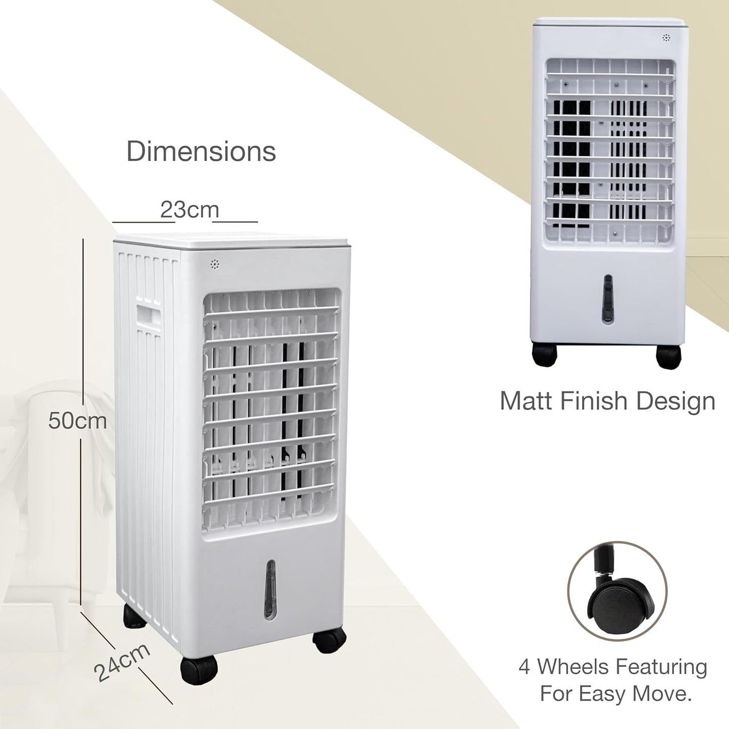 Aspect Air Cooler - 4L Portable Remote Control Air Conditioner Cooler Fan, Evaporative Air Purifier & Humidifier,Touch Panel Display Energy Efficient Cooling for Home & Office