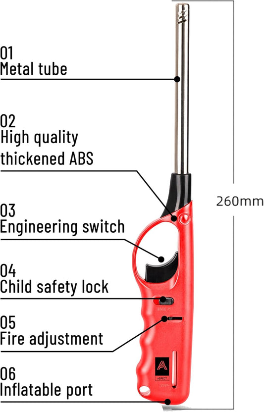 Aspect X3 Refillable BBQ Lighter – Adjustable Flame, Clipper Gas, Multi-Use for Kitchen, BBQ, Candles, Camping & Fireworks (Set of 4)