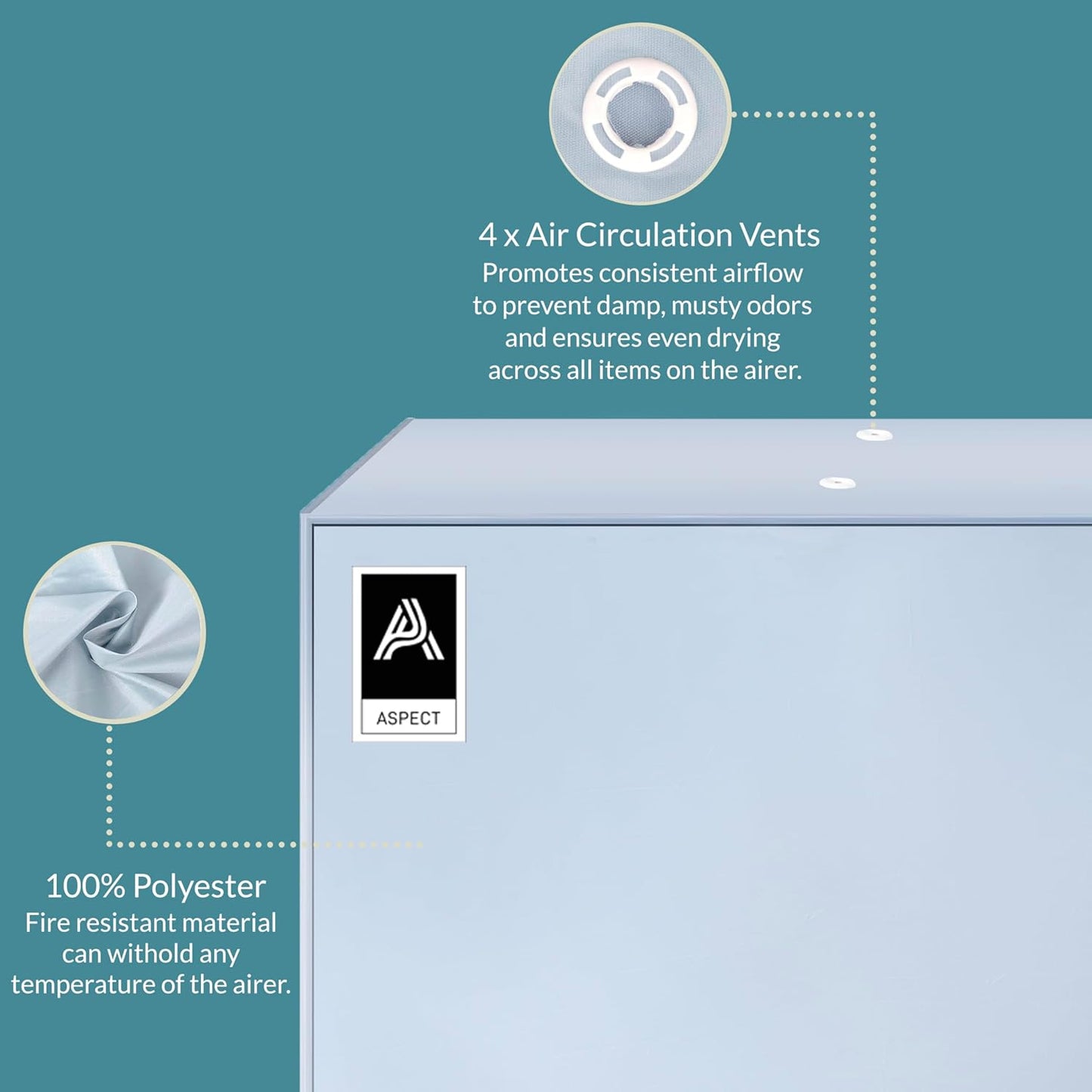 Aspect Heated Clothes Airer Cover Fold out winged Indoor | Low Running Cost Airer 12M drying space | Speed Drying (Heated AIrer Cover)