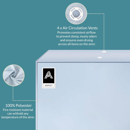 Aspect Heated Clothes Airer Cover Fold out winged Indoor | Low Running Cost Airer 12M drying space | Speed Drying (Heated AIrer Cover)