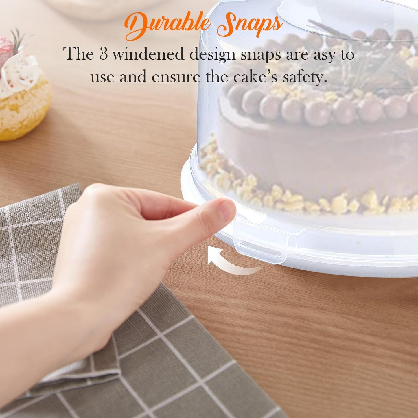 Aspect Clear Plastic Round Cake Box with Lockable Lid Carry Handles Packaging Cake Storage Container Portable Plastic Cake Carrier for Cakes, Pies Cupcakes Desserts Durable Stackable Food Safe Storage