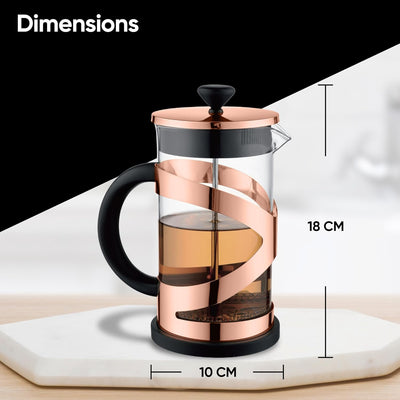 Aspect 8 cup Cafetiere, Coffee Press, French Press Maker for Filter Coffee, Loose Tea and Milk Froth, 3 Level Stainless Steel Filter, Heat Resistant Borosilicate Glass (0.6L - Rose Gold)