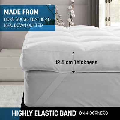 Luxtrous Single Mattress Topper 12.5cm Thick Extra Deep Ultra Fluffy&Breathable Microfiber Fits with Elastic Straps,Hotel Quality Hypoallergenic Single Bed Topper,Enhances Comfort(Fit Up to 40cm)