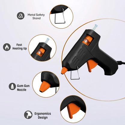 Aspect Hot Glue Gun Mini Fireproof Kit with 100 Glue Sticks 7mm, DIY for School Crafting Arts, Tool, Sealing, Home Repairs, Cards, Cardboard, Plastic and Glass Pistol Design