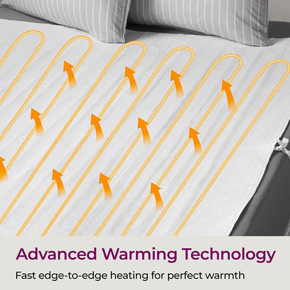 LUXTROUS Electric Blanket, Soft Polyester Electric Blanket Fitted Underblanket Mattress Cover With 3 Heat Settings Detachable Remote, Overheat Protection,Machine Washable Heated Blankets(Double)