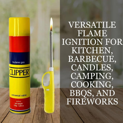 Aspect X3 Refillable BBQ Lighter – Adjustable Flame, Clipper Gas, Multi-Use for Kitchen, BBQ, Candles, Camping & Fireworks (Set of 4)