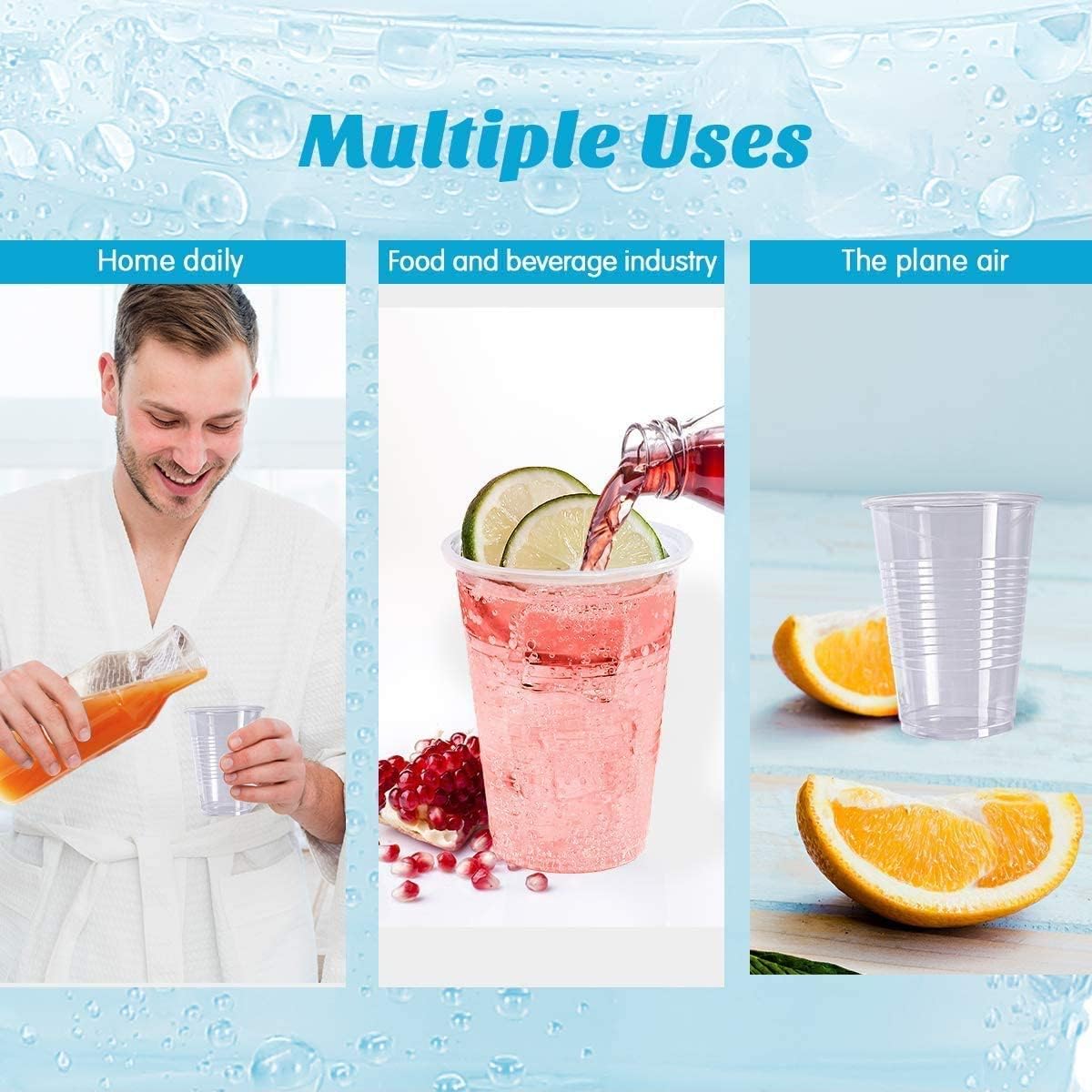 Aspect Plastic Cups Disposable - 100 Pcs, 7 Oz Clear Plastic Glasses Perfect for Water Coolers, Drinking Events, Travel, Offices, Home, Party, Wedding, Cocktails, Christmas, Beverages, Picnic