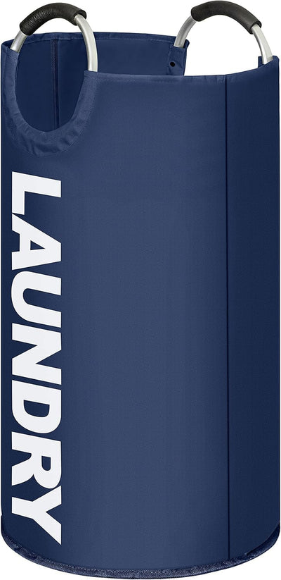 Luxtrous 90L Large Collapsible Laundry Bag, Modern Style Collapsible Fabric Large Laundry Basket, Hamper, Foldable Clothes Bag, Folding Washing Bin 6 Colors available (Dark blue)