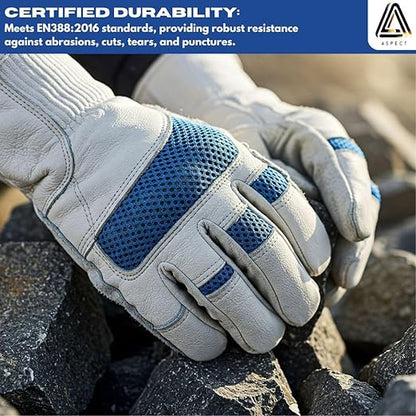 Aspect Garden Gloves for Men & Women, Heavy Duty Leather Garden Gloves, Thornproof & Breathable Work for Weeding, Planting, Pruning, and DIY Outdoor Tasks(XL)