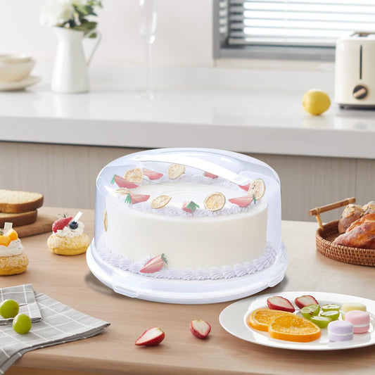 Aspect Clear Plastic Round Cake Box with Lockable Lid Carry Handles Packaging Cake Storage Container Portable Plastic Cake Carrier for Cakes, Pies Cupcakes Desserts Durable Stackable Food Safe Storage