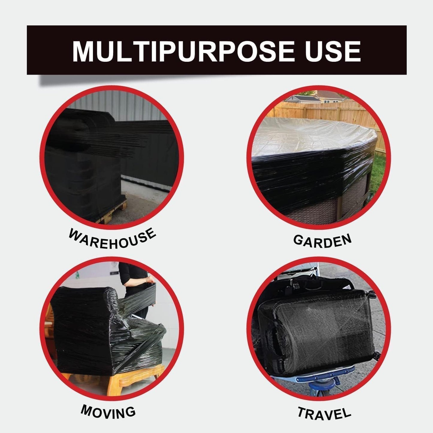 Luxtrous Thick Pallet Wrap Cling Film | Heavy Duty Shrink Wrap | Tear Resistant Stretch Wrap Rolls 400 mm x 250 m | Moving Essentials for Homes and Industrial use