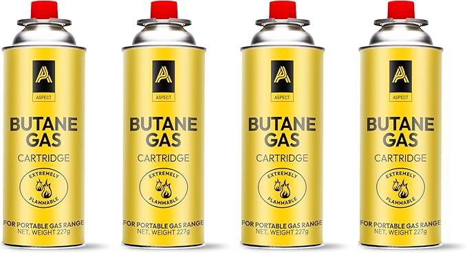 Aspect Camping Gas, Gas Canisters for Camping Stove, Butane Gas Perfect Suitable for Portable Stove, BBQ, Blow Torches Safe and Secure Bottle (Pack of 4)