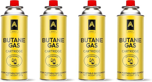 Aspect Camping Gas, Gas Canisters for Camping Stove, Butane Gas Perfect Suitable for Portable Stove, BBQ, Blow Torches Safe and Secure Bottle (Pack of 4)