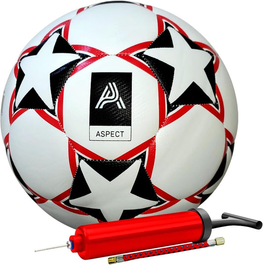 Aspect Football Ball Size 5 With Air Pump Small and Lightweight Ideal Football Gifts for Boys Soft Indoor&Outdoor Soccer Ball for Kids & Adults Training, Leather Football, Perfect for Futsal(Assorted