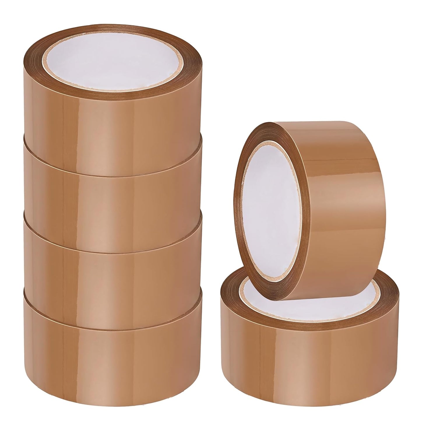 6 Rolls Brown Tape – 48mm x 66m Strong Adhesive and Low Noise Parcel Tape for Packing Parcels, Boxes, Postage Needs – Heavy-Duty Packaging Tape – Secure Sticky Brown Packing Tape