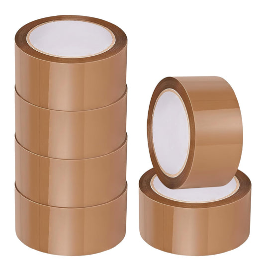 6 Rolls Brown Tape – 48mm x 66m Strong Adhesive and Low Noise Parcel Tape for Packing Parcels, Boxes, Postage Needs – Heavy-Duty Packaging Tape – Secure Sticky Brown Packing Tape