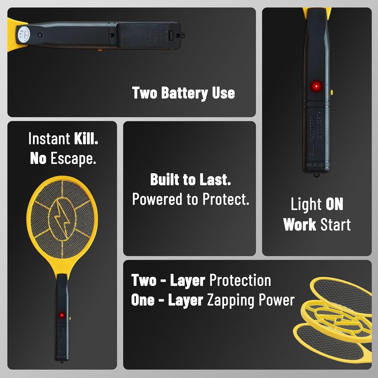 Aspect Electric Fly Zapper, Fly Swatter Battery Operated Handheld 3 Layer Safety Mesh Bug Zapper Racket,Electric Racket Bat Indoor Outdoor Insect Catcher For Killing Insects Flies Bugs for Home,Garden