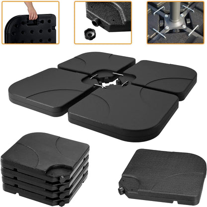 Aspect Square Parasol Base Set of 4 Outdoor Umbrella Cantilever Parasol Base Stand Weights for Patio Offset, Parasols water & sand Fillable weights