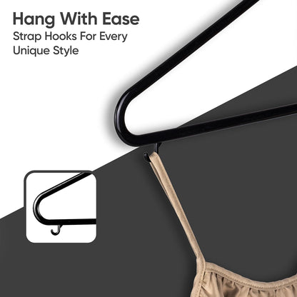 Aspect 25pk Adult Plastic Coat Hangers Heavy Duty Strong Plastic Hangers Lightweight Space Saving Organiser for Wardrobe,Non-Slip,Clothing Hanger,Suit Pants TrouserBar and Closet Clothing Rail - Black